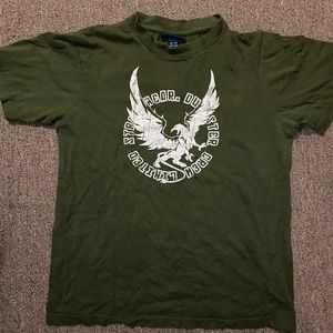H&M Boys Youth or Juniors M Eagle Print Olive Tee
